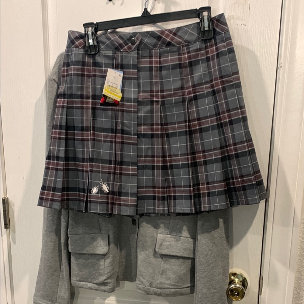 Plaid Gray Skirt and Sport Jacket Set Beatlejuice